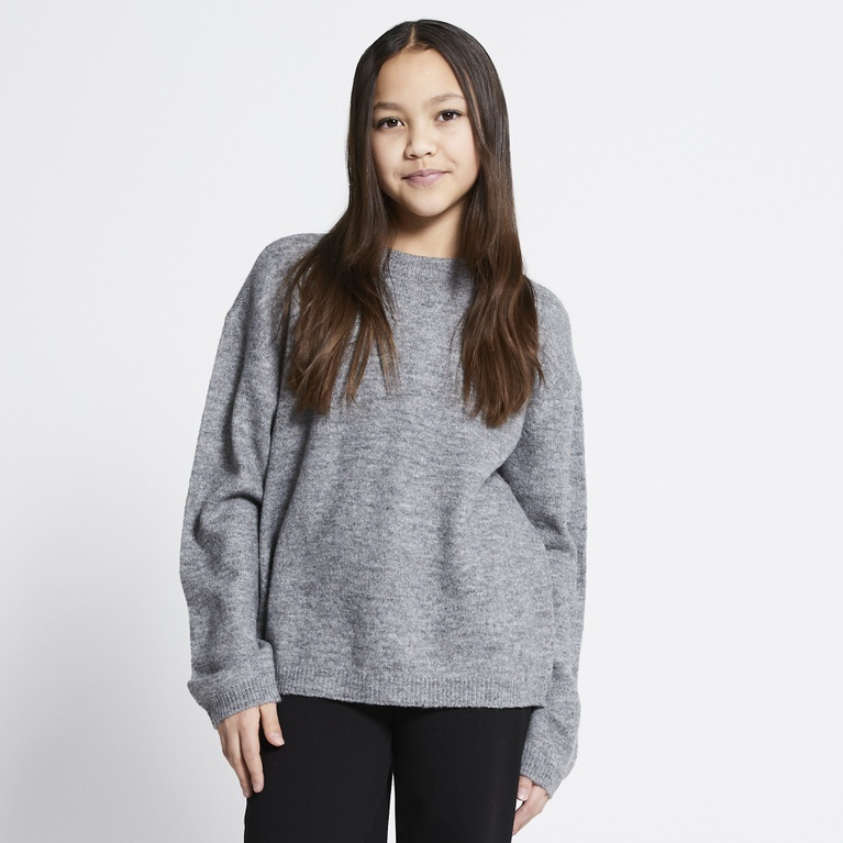 Basic knit sweater "Signe star" Grey Melange
